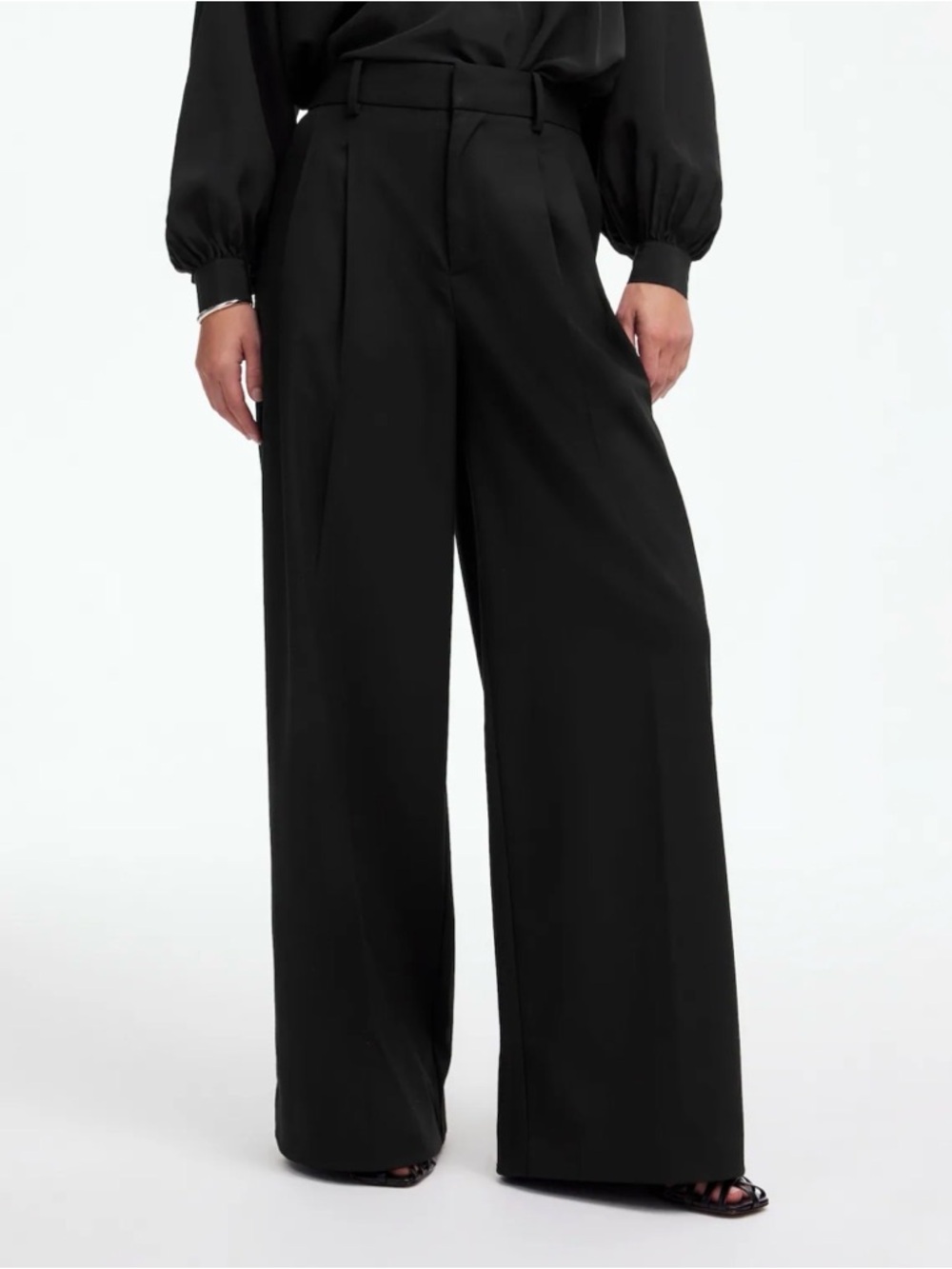 Madewell Harlow Superwide-Leg Trouser in  Black Brushed Twill — Size 2